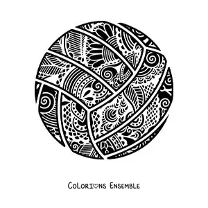 Image à colorier d’un ballon de volley avec un mandala