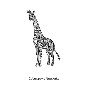 Coloriage d'un mandala en forme de girafe