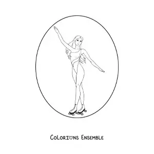 Image à colorier d'une athlète de patinage artistique à roulettes