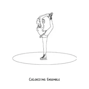 Image à colorier d'une danseuse de patinage artistique sur glace