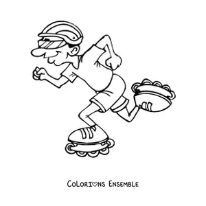 Image à colorier d'un garçon pratiquant le patinage avec des rollers en ligne