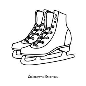 Image à colorier d'une paire de patins à glace