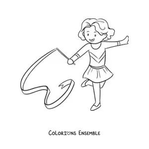 Image à colorier d'une fille pratiquant la gymnastique artistique