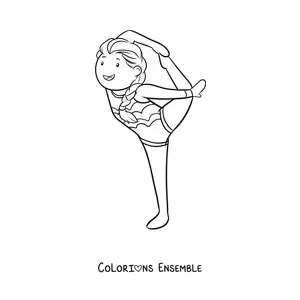 Image à colorier d'une fille pratiquant la gymnastique rythmique