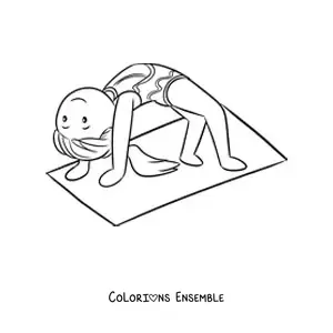 Image à colorier d'une gymnaste sur le tapis