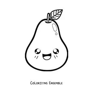 Coloriage d'une poire kawaii souriante