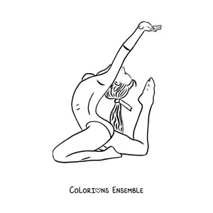 Image à colorier d'une fille faisant de la gymnastique artistique