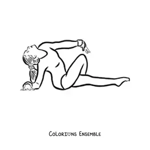 Image à colorier d'une femme faisant de la gymnastique rythmique