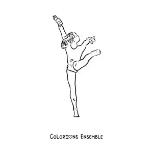 Image à colorier d'une femme faisant de la gymnastique sportive