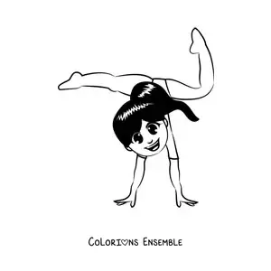 Image à colorier d'une fille faisant de la gymnastique rythmique