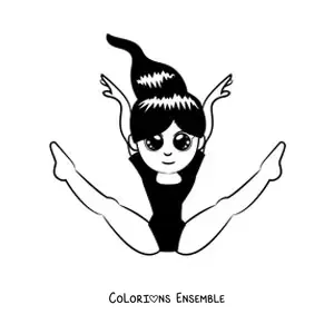 Image à colorier d'une fille faisant de la gymnastique artistique