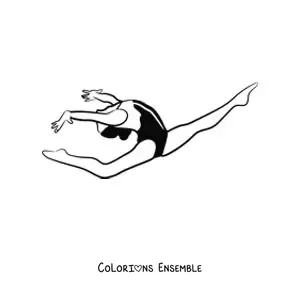 Image à colorier d'une gymnaste qui saute