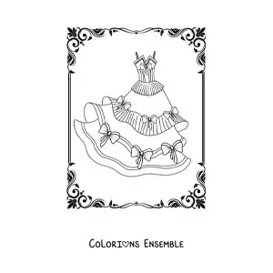 Image à colorier d'une robe de princesse