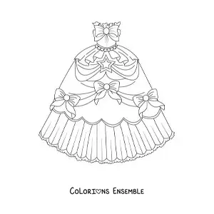 Image à colorier d'une robe ornée de nœuds