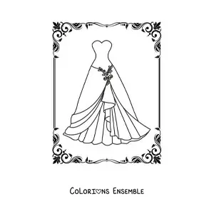 Image à colorier d'une robe de gala