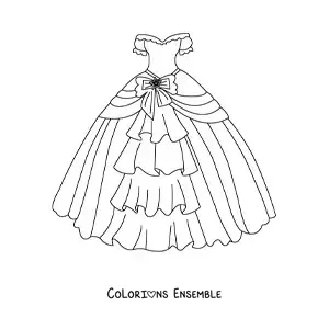 Image à colorier d'une robe de quinze ans