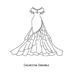 Image à colorier d'une robe élégante de style vintage