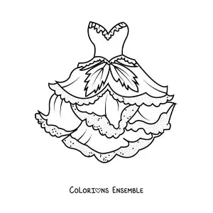 Image à colorier d'une robe de fée des bois