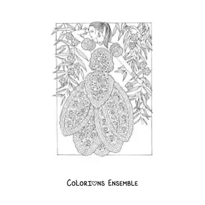 Image à colorier d'un mannequin et d'une robe à mandalas