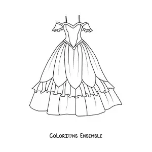 Image à colorier d'une jolie robe classique
