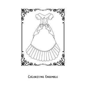 Image à colorier d'une robe simple de style princesse