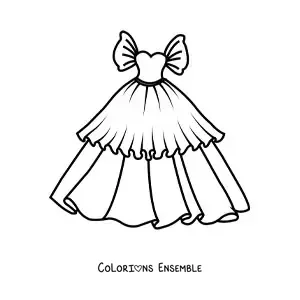 Image à colorier d'une robe de gala avec manches