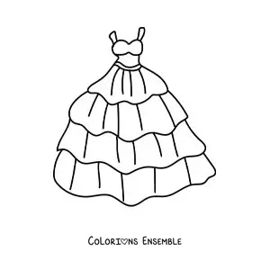 Image à colorier d'une robe de fête élégante