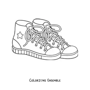 Image à colorier d'une paire de chaussures Converse