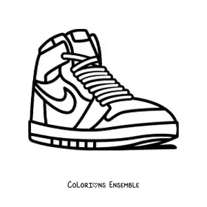 Image à colorier d'une paire de chaussures modèle Air Jordan de Nike