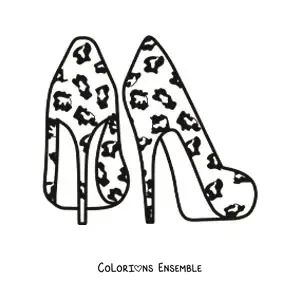 Image à colorier d'une paire de chaussures à talons