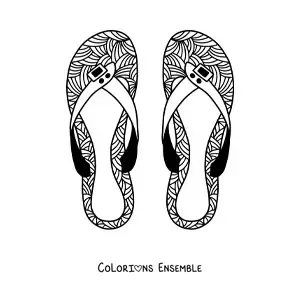 Image à colorier d'une paire de sandales de plage