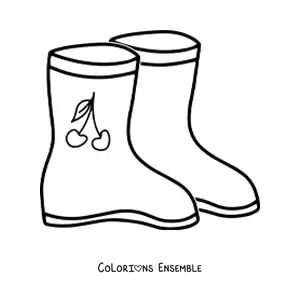 Image à colorier d'une paire de bottes de pluie