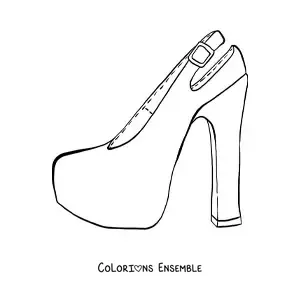 Image à colorier d'une chaussure à talon haut