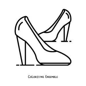 Image à colorier d'une paire de chaussures à talon