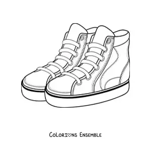 Image à colorier d'une paire de bottines en toile