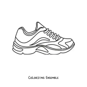 Image à colorier d'une chaussure de sport