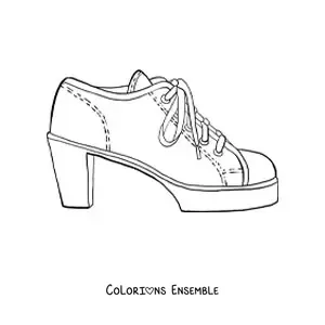 Image à colorier d'une chaussure à talon ornée de tresses