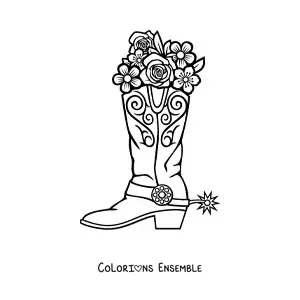 Image à colorier d'une botte de cow-boy