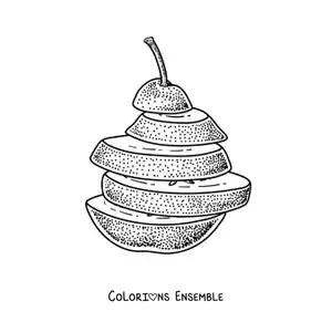 Coloriage d'une poire coupée en tranches