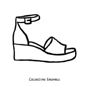 Image à colorier d'une sandale d'été à boucle