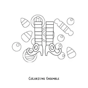 Image à colorier d'une paire de chaussons de lutin de Noël