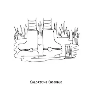 Image à colorier d'une paire de bottes de pluie