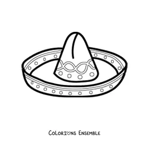 Image à colorier d'un chapeau de mariachi
