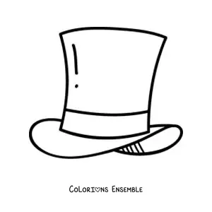 Image à colorier d'un chapeau haut-de-forme