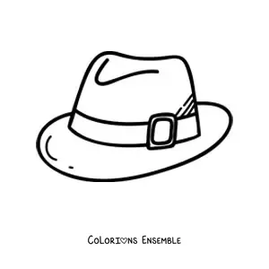 Image à colorier d'un chapeau de style fedora