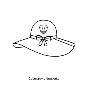 Image à colorier d'un chapeau rigolo tout souriant