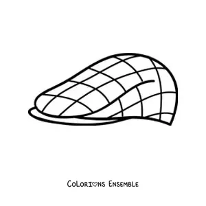 Image à colorier d'un chapeau de style béret