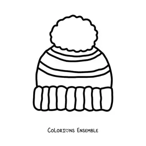 Image à colorier d'un bonnet d'hiver tricoté