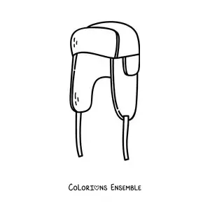 Image à colorier d'un bonnet d'hiver avec cache-oreilles