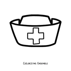Image à colorier d'une coiffe d'infirmière